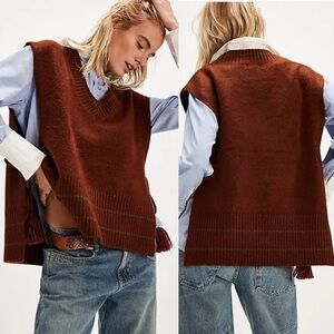 New Free People All Star Stripe Poncho Sweater Vest